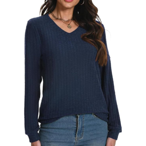 Damenpullover mit V-Ausschnitt, Langarm-Oberteile, leichte Freizeitpullover für Damen, modische Kleidung