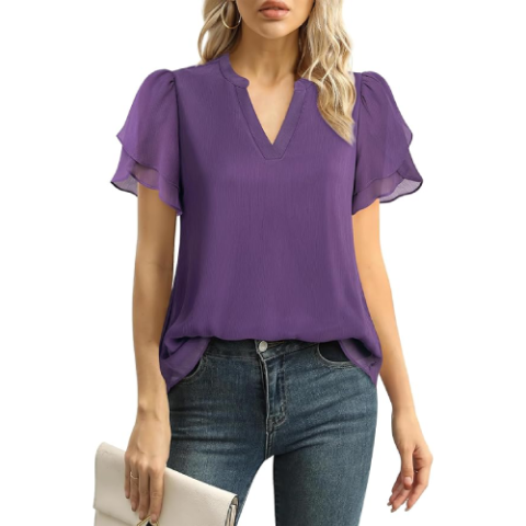 Lotusmile Damen elegante Chiffonblusen, Sommerblusen